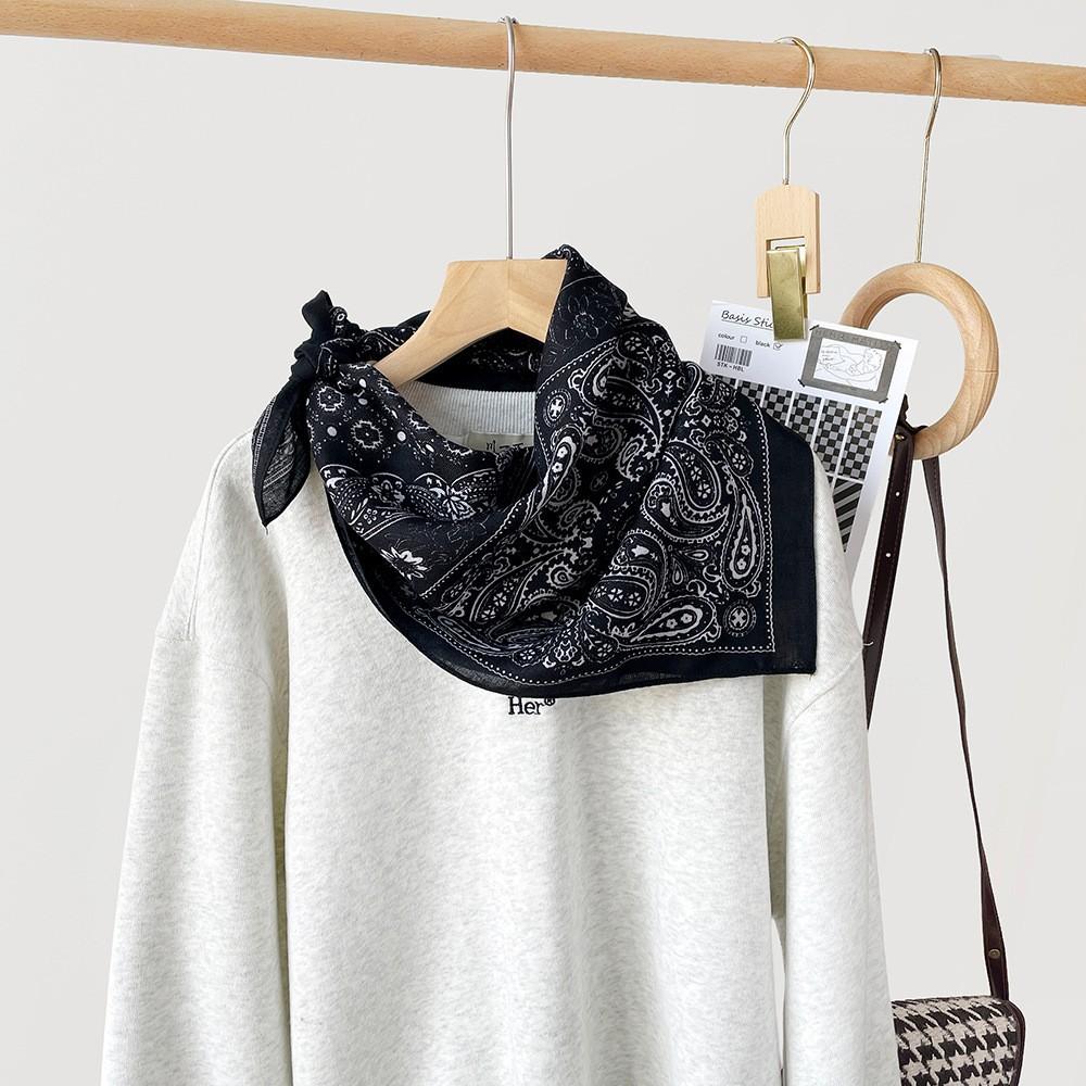 Retro Cotton And Linen Herringbone Pattern Small Square Scarf Silk Scarf Versatile Square Scarf Belt Silk Scarf Clothing With Neck Scarf