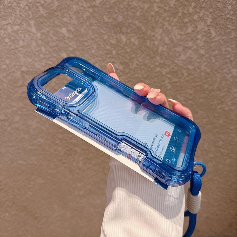 3-in-1 Thick Four-corner Airbag Anti-drop Hand Lanyard Case For iPhone 16 Pro Max 16e 15 + 14 Plus 13 12 11 Protect Cover