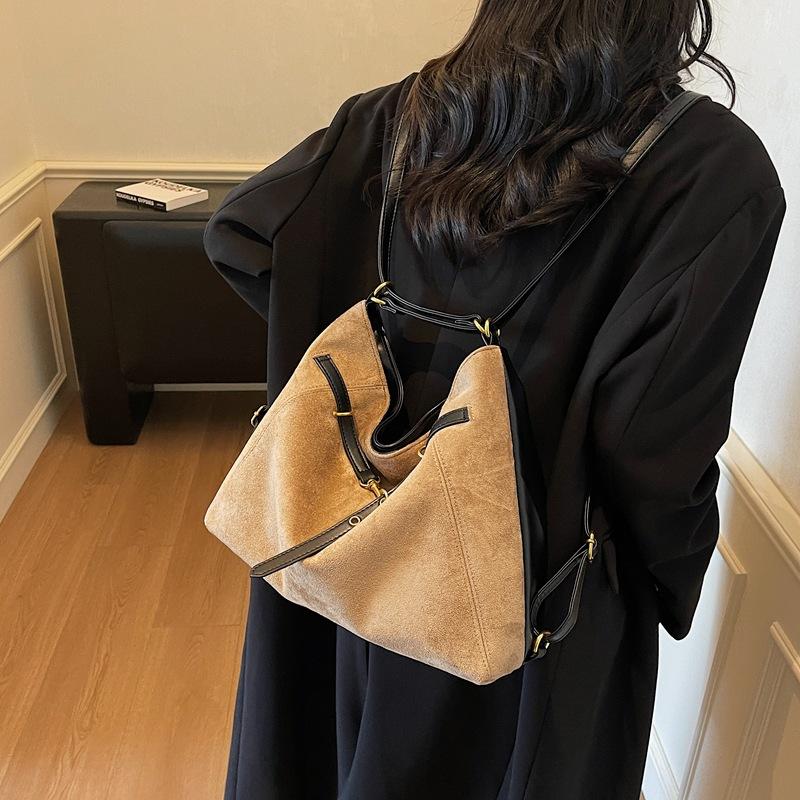 Tote bag women 2025 new large-capacity commuter backpack retro casual street trend shoulder travel backpack