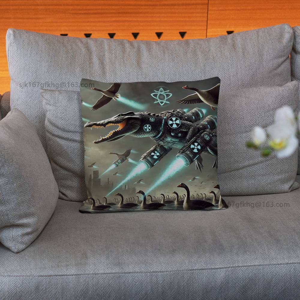ITALlAN Brainrot Creative Pillow Case Anti-dustmite Pillowcase Invisible zipper silky short plush Sofa cushion cover