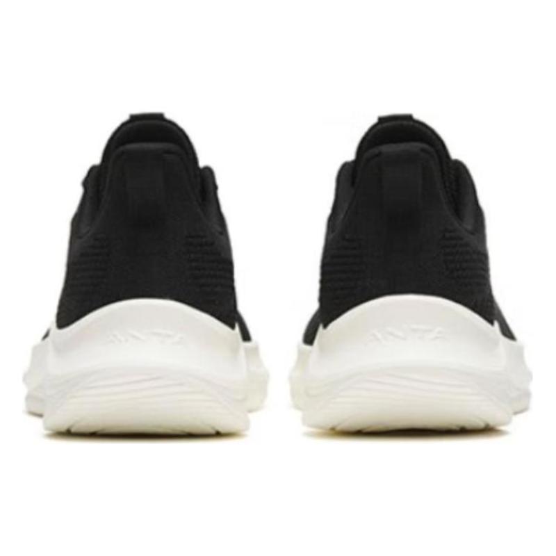 Anta Flyknit Fabric Cushioning Slip Resistant Breathable Low top Casual Running Shoes Men's Black Sneakers 912315582-1