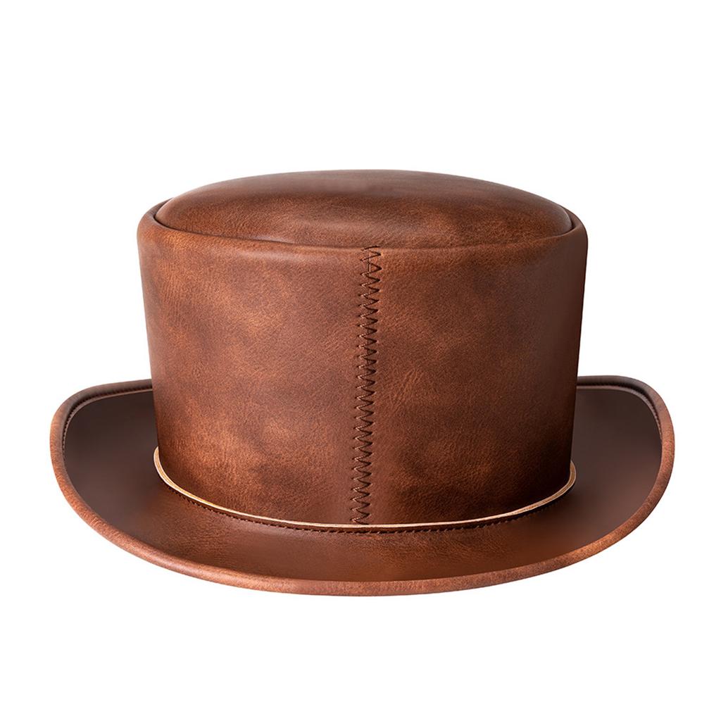Fashion PU Derby Hat Magician Cap for Magician Costume Performances Theatrical Plays Musicals Top Hats Adult Teens