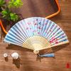 Traditional Chinese Sle Hand Fan Women's Qipao Dance Fan Portable Summer Small Foldable Fan Silk Material Bamboo Frame
