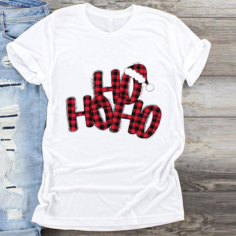 Fashion Cute Christmas Tree Graphics Women T-Shirts Summer Blouse Loose Short Sleeve Shirts O-Neck Tops Female Clothes