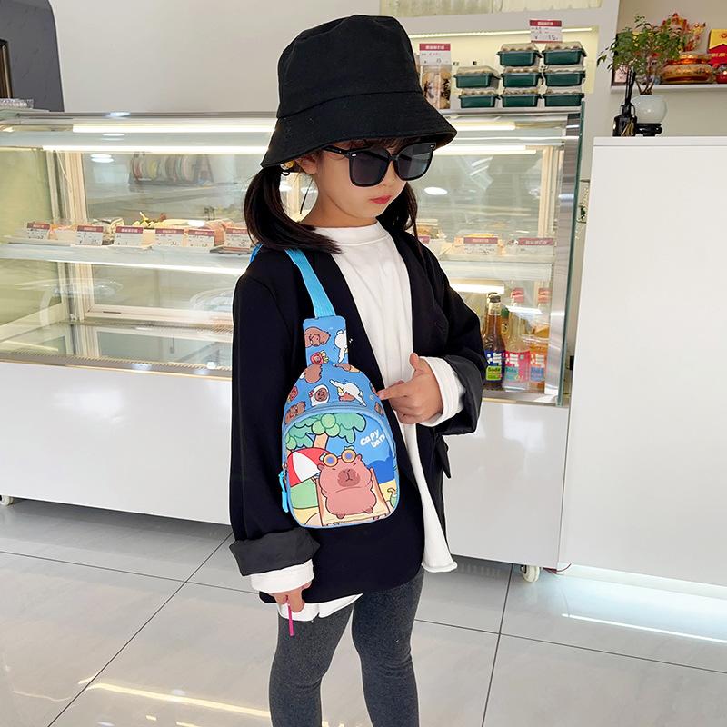 2025 Winter New Children's Bag Cartoon Pattern One Shoulder Crossbody Breast Bag Fashion Baby Play Storage Bag