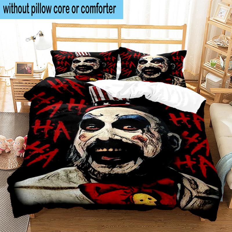 3PCS Horror Clown Laughing 3pcs Bedding,Including 3PCS Duvet Cover And 2pcs Pillowcases Perfect for Christmas,Ideal for Bedroom, Dormitory