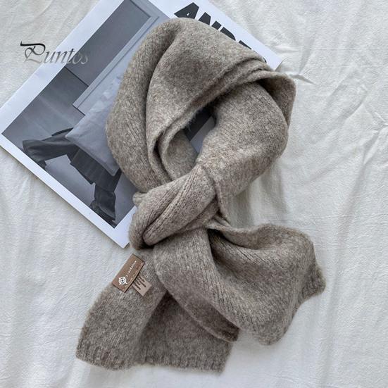 Women Scarf Winter Windproof Solid Color Soft Thick Knitting Keep Warm Cozy Unisex Korean Style Men for Outdoor