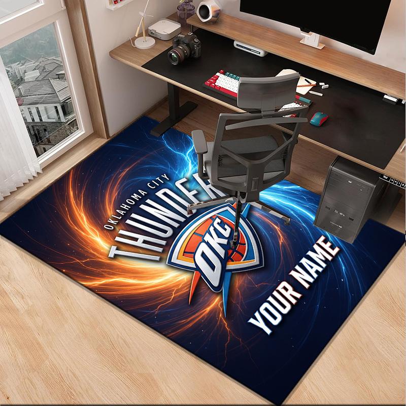 Custom NameThunder Basketball Team Carpet, Indoor Rug, Chair Rug, Living Rooms, Doormat Made From Polyester Home Decor Birthday Christmas Gifts