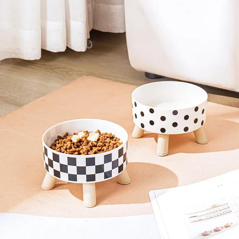 Stainless Steel Dog Bowl, Anti-knock Pet , Plastic Cat Bowl, High-footed Neck Dog Rice Bowl, Large-capacity Cat Food