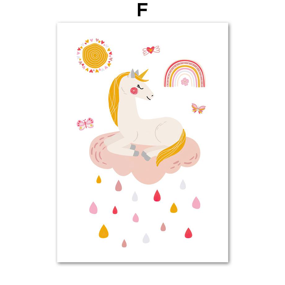 Pink Princess Castle Unicorn Rainbow Heart Wall Art Canvas Painting Posters And Prints Wall Pictures Baby Girl Kids Room Decor