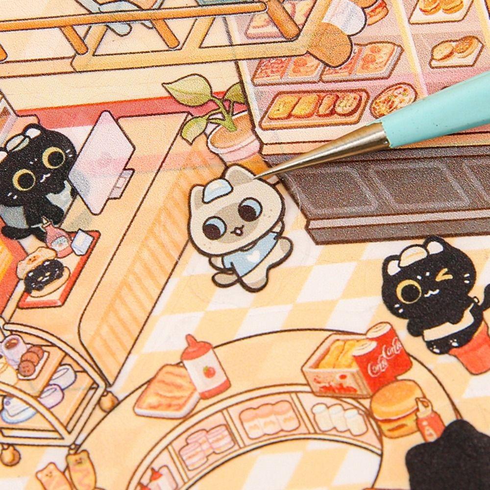 Cartoon 3D Landscaping Stickers 20 Sheets Scene Sticker Book Creative Miniature Scene Stickers