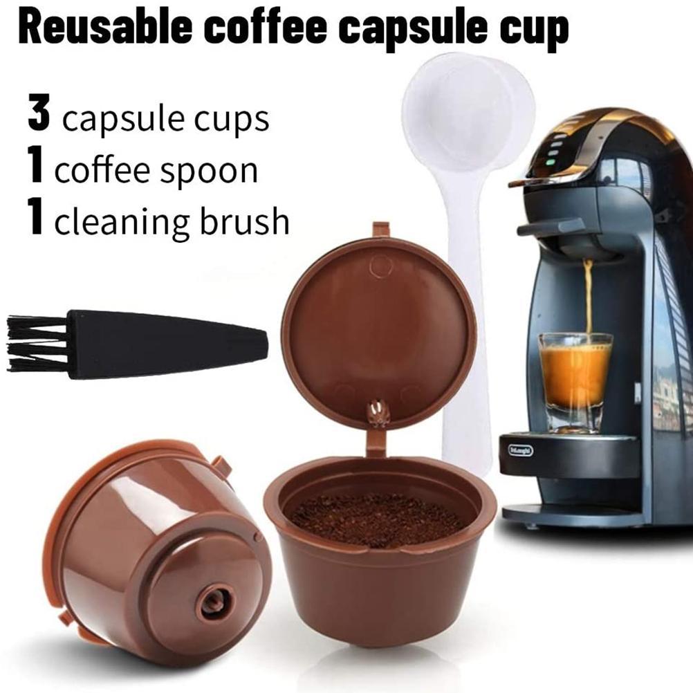 3 Stück Wiederverwendbare Kaffeekapseln Nachfüllbare Kapseln Plastik Wiederverwendbare Kapseln Nachfüllbare Kaffeefilter mit Löffel und
