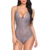 Sexy Women Bodysuits Lace Sling Perspective Lingerie Deep V-Neck Bodysuit