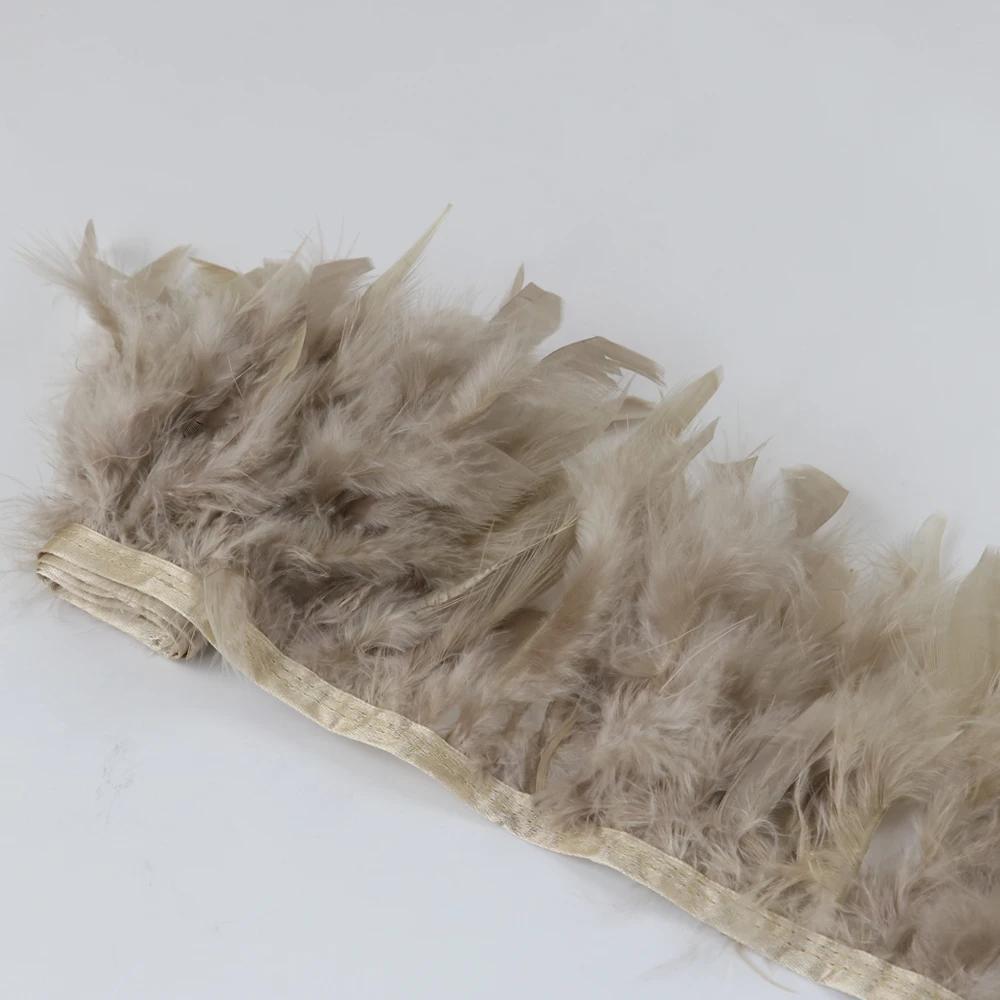 1Meters Natural Turkey Feathers Trim Height 10-15Cm Wedding Clothing Dress Decoration Diy Feather Ribbon Sewing Crafts
