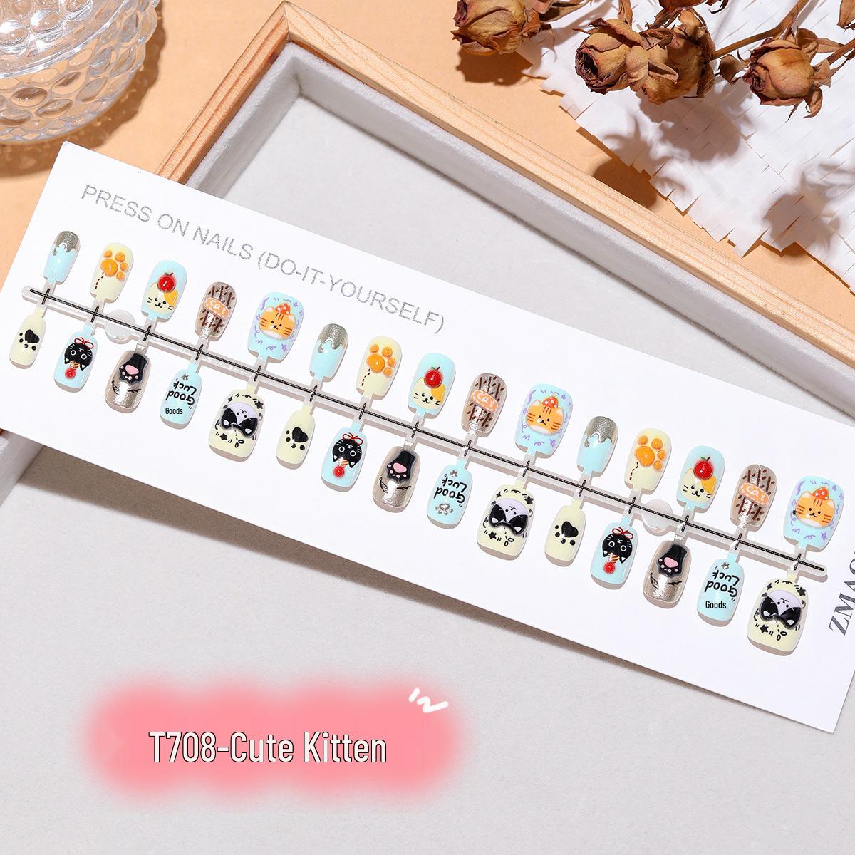 

Super Cute 3D Cartoon Kitten Nail Patches for Kids and Students Complete Set M/M/M