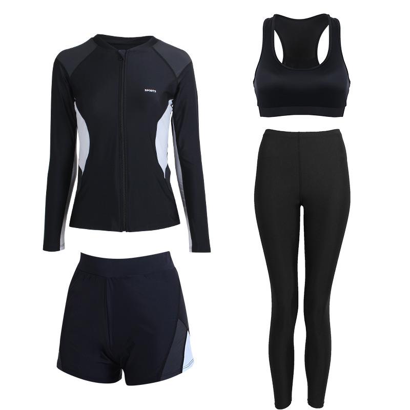 Women's Split Swimsuit Set: Long Sleeve & Pants, Warm, Quick-Dry, Sun Protection, Plus Size, Ideal for Diving, Surfing & Snorkeling.