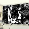 VIKAMA Black and White Sun and Moon Tapestry Mysterious Mandala Wall Hanging Meditation Room psychedelic Witchcraft Decoration
