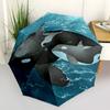 1pc Orca Whale Automatic Open/Close Umbrella with One-Touch Button, Compact Folding Canopy, Sturdy 8-Rib Windproof Design S17