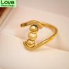 18K Goldfarben Beschichteter Titanstahl Angstlinderung Damen Fingerring Wellenförmige Rotierende Perlen Anti-Stress Fidget Ringe Kreatives Geburtstagsgeschenk