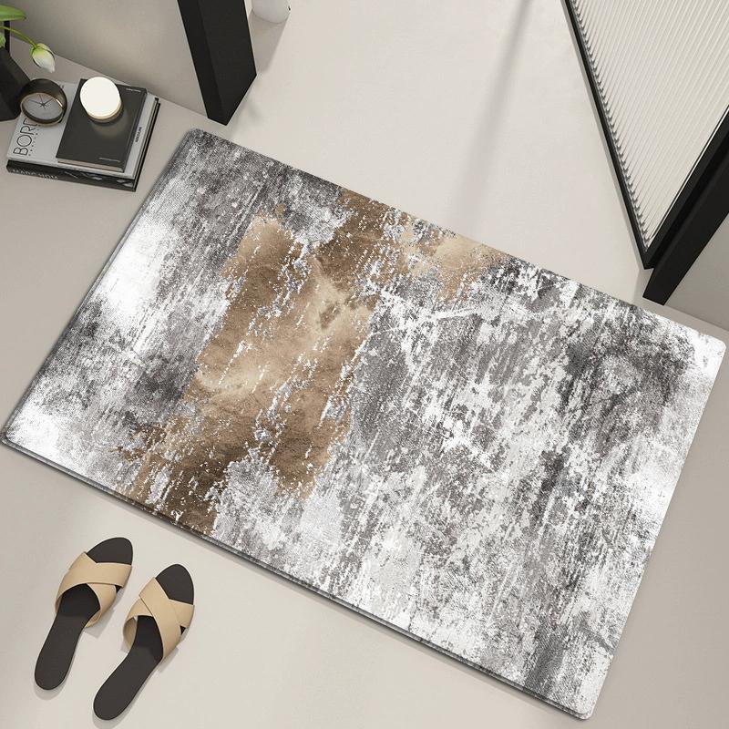 Moderner, minimalistischer, abstrakter Badezimmerteppich mit weicher Flanelloberfläche, maschinenwaschbar, rutschfester Teppich für die Eingangsmatte im Toilettenwaschraum