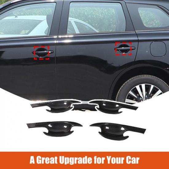 ABS Carbon Fiber Car Door Handle Bowl Cover Trim For Mitsubishi Outlander 13-21