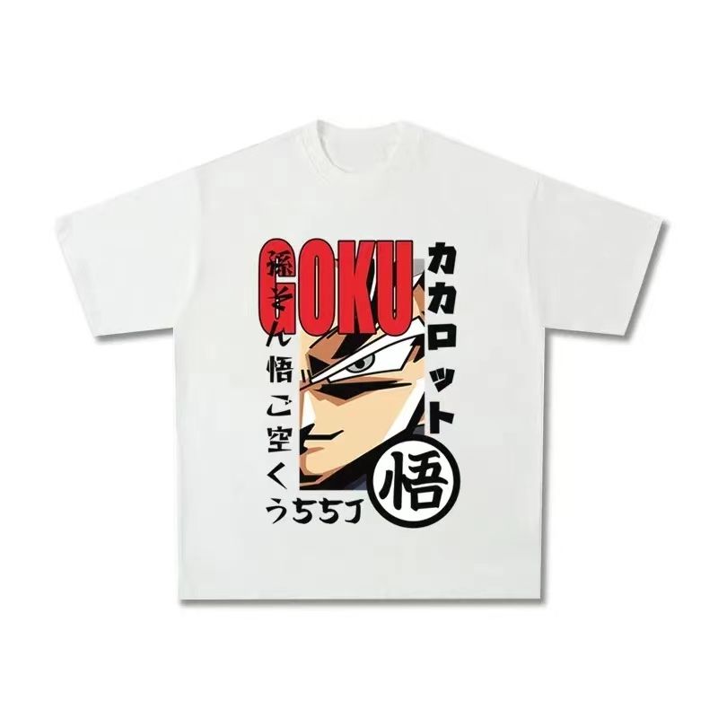 Pure Cotton Heavy Dragon Ball Wukong Animation Peripheral T-shirt Tide Summer Loose Top Men's and Women's Streetwear