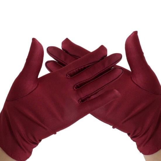 

3Pairs Anti-Slip Elastic Jewelry Inspection Flag-raising Conductor Work Gloves пурпурно красный