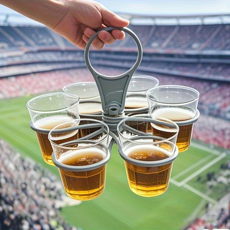 Foldable 6-Cup Carrier Rotating Party Wine Cup Tray Plastic Handheld Coffee Cup Stand Portable KTV Cocktail Milk Tea Cup Holder
