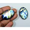 2 Pcs Natural Multi Labradorite Oval Cabochon Loose Gemstone 27X38-27X41 MM SK-1237