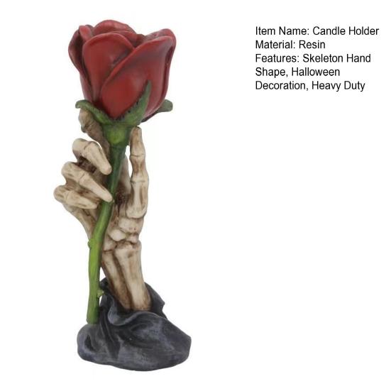 Holding Rose Skeleton Hand Candle Holder Halloween Votive Tealight Candle Stand Candlestick Decoration Table Centerpiece Ornament