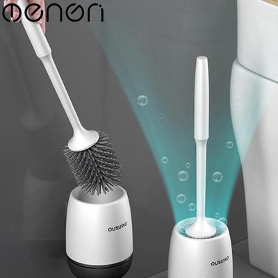 MENGNI TPR Scopino per WC con testina in silicone Strumento di pulizia a drenaggio rapido Spazzola per pulizia a parete o da pavimento Accessori per il bagno