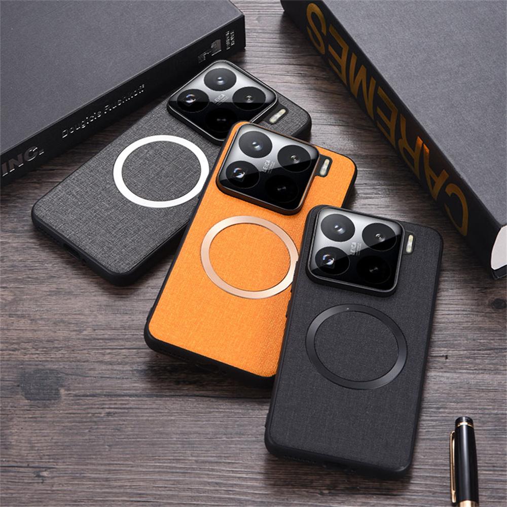 For Xiaomi 15 Case Drop-Proof TPU+Cloth Back Phone Cover Compatible with MagSafe