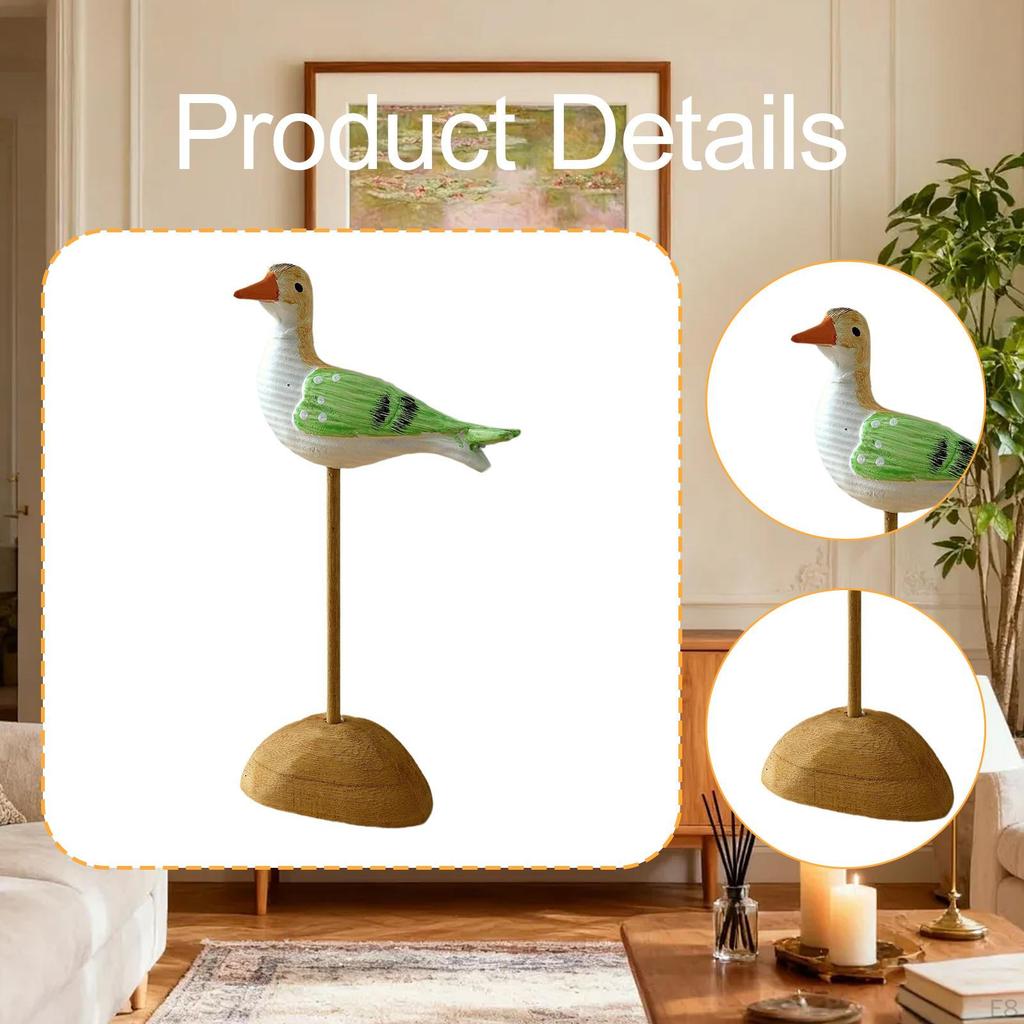 Wooden Seagull Figurine Animal Sculpture Art Figurines Artwork Sea Birds Statue Coastal Decor for
