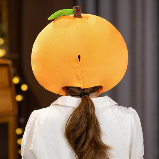 Niedlicher Orangefarbener Frucht Plüschhut PP Baumwolle Gefüllt Elastisch Weich Warm Leicht