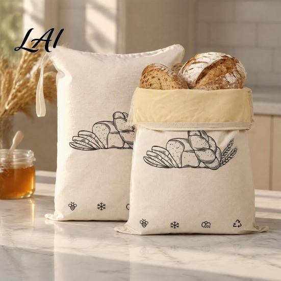 Wiederverwendbare Brottasche Bienenwachs Sauerteigtasche Hausgemacht mit Inlay Reißverschluss Gefriergeeignet Baumwolltasche Aufbewahrung