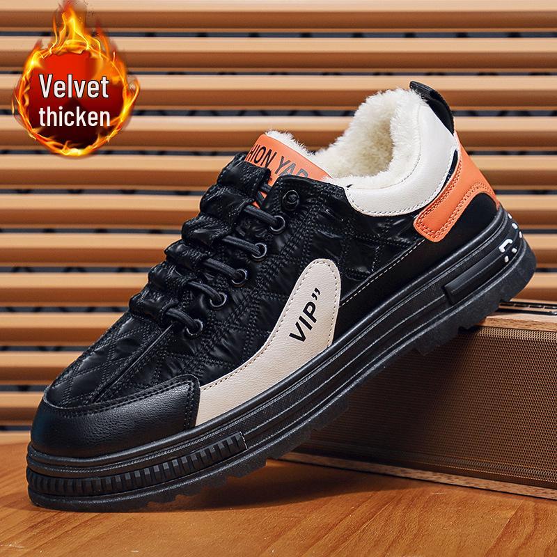2025 Men's Plus Size Fleece-Lined Winter Work Boots - Warm, Low-Top, Casual, Trendy Sports Cotton Shoes