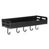Wall Mounted Kitchen Shelf Space Aluminum Rustproof Structure Floating Wall Shelves with 5 Hooks