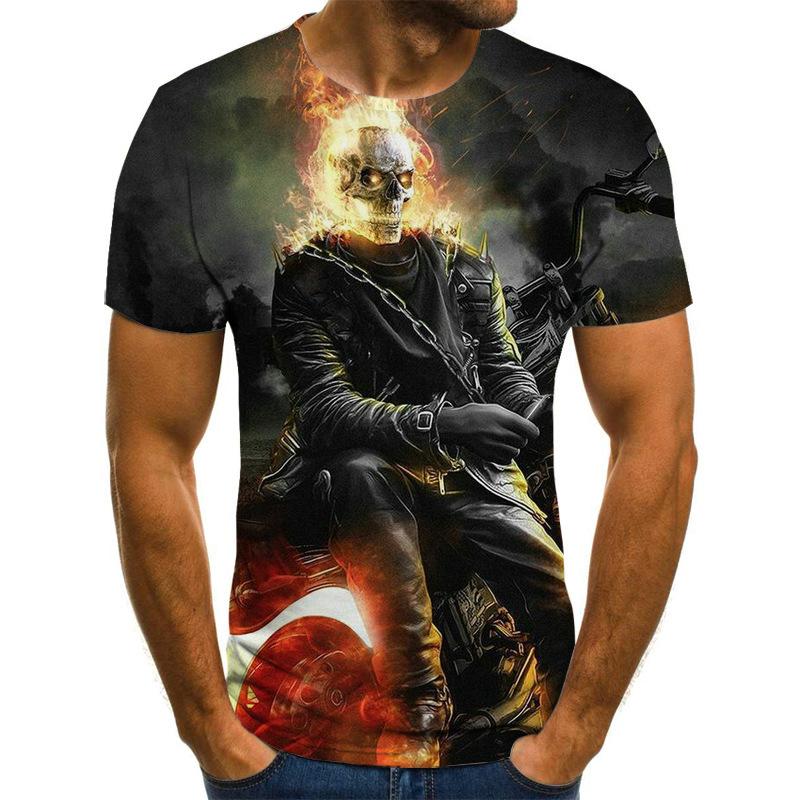 Summer Men's Trendy Casual Evil Knight Digital Printed 3D Short Sleeved T-shirt