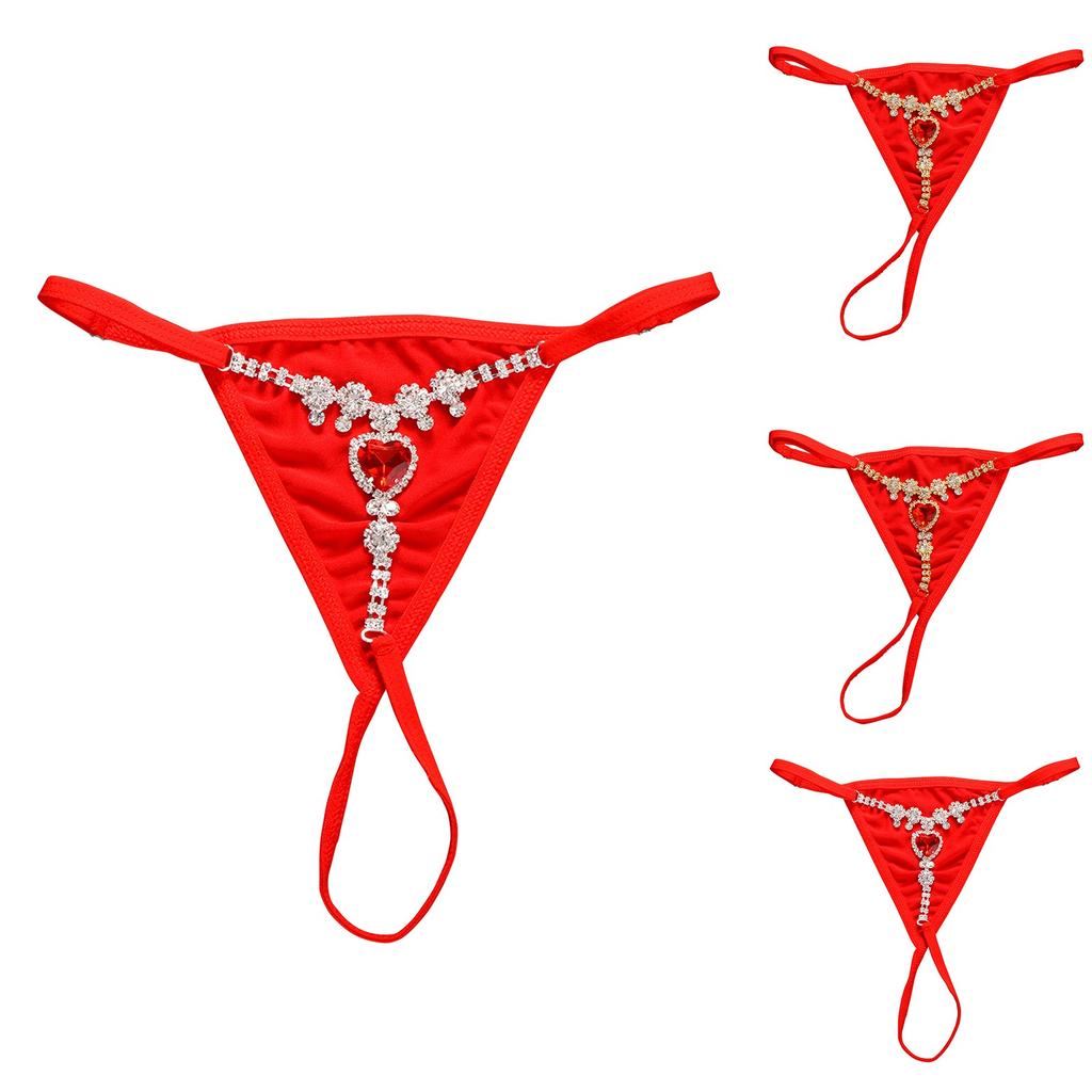 Women's Underwear Love Heart Rhinestone Sexy Thong Body Chain Fashion Accessories Underwear