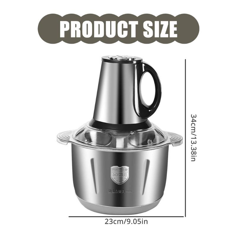 Electric Meat Grinder 5L Stainless Steel Food Processor Multifunctional Kitchen Vegetable Slicers with Nonslip Base