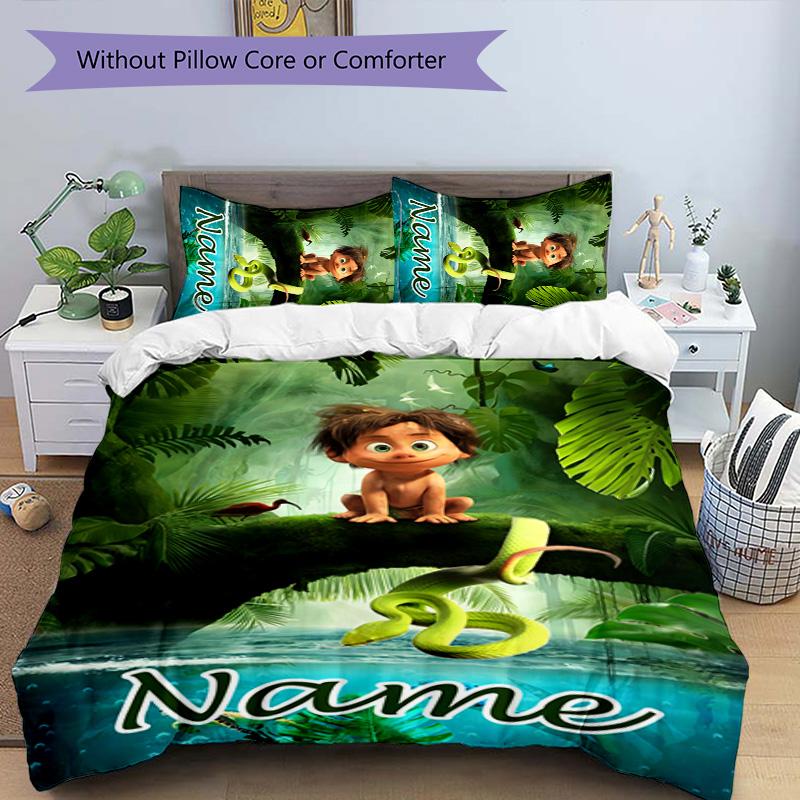 3pcs The Good Dinosaur1 Cover Set - Personalized Name, HD Printed Bedding with 1 Cover and 2 Pillowcases - Perfect for Home Decor, Easy Care