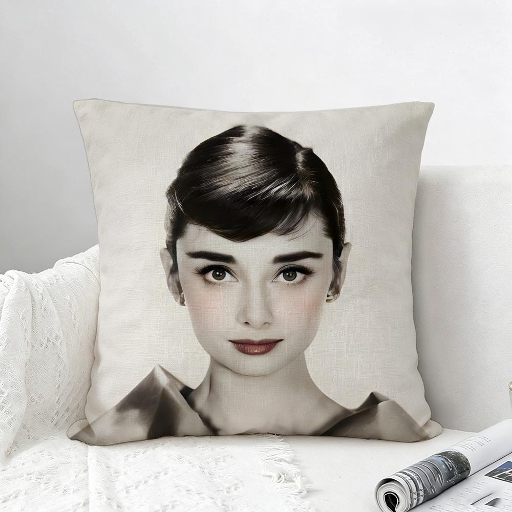 Actress Audrey Hepburn Cushion Cover Natural Linen Pillowcase Set AllinOne Decor for Sofa Bedroom  Chair