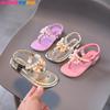 Summer Girls  Bead Flats Fling Princess  Baby Dance  Kids Sandals Children Wedding Shoes Pink