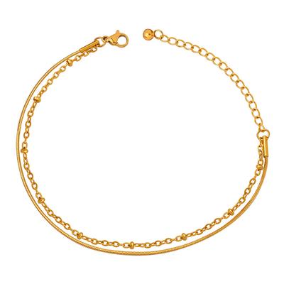Temperament Titanium Steel Double-Layer Bracelet Popular 18K Gold Clavicle Chain Bracelet Female
