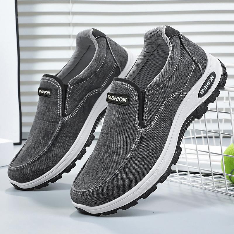 Men's Breathable Comfort Slip-on Canvas  Casual Shoes Soft Loafers Lightweight Non-slip Driving Boat Shoes Outdoor Dad Sneakers