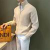 Spring Autumn Stand Collar Solid Casual Fashion Zipper Knitting Coat Male Outwear Cardigan Top