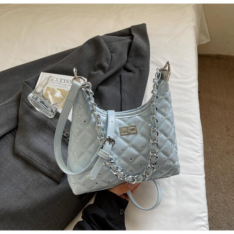 

Xiaoxiangfeng ромбовидная вышитая нить цепочка сумка через плечо 2025 новая классическая универсальная повседневная высококлассная сумка-мессенджер женская синий