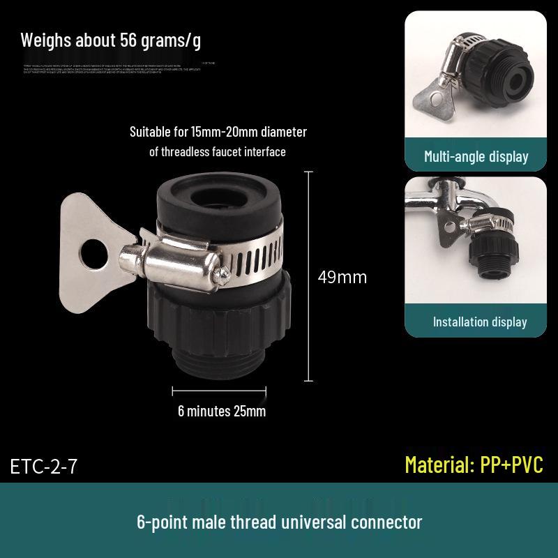 Quick-Connect Universal Faucet to 4/6 Point Washer Inlet Converter