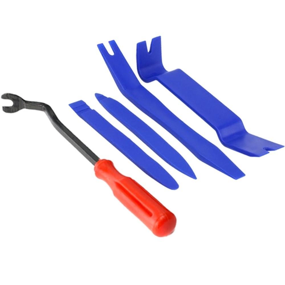 5PCS PP&Carbon Steel Interior Door Panel Removal Set Blue&Red Automotive Interior Trim Pry Set  DIY