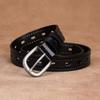 Womens Genuine Leather Belt With Hollow Design Pin Buckle Slim Width Jeans Dress Pants Black Coffee White